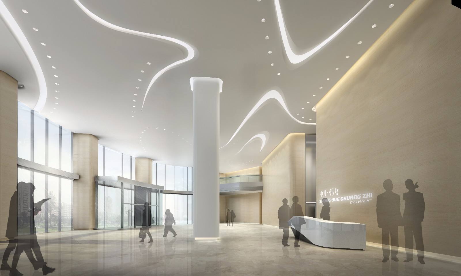 寫字樓接待大廳裝設計概念效果圖