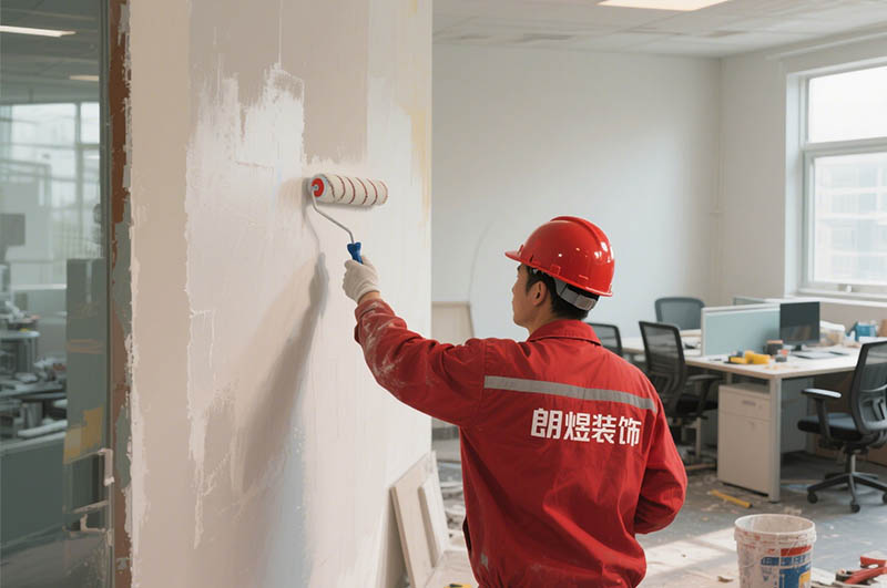 辦公室裝修乳膠漆滾涂施工